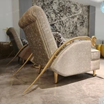 Leopard Jacquard L-Shape Sofa Set with Button Tufting Craftsmanship, Snake-Head Armrests & Braided Stainless Steel Legs